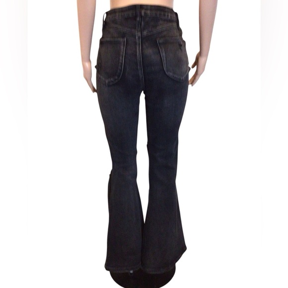 Almost Famous Womens Size 9 High Rise Black Distressed Flare Jeans Boho 70s - Picture 13 of 14